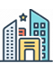 Business growth icon featuring modern buildings representing business expansion. Business growth icon featuring modern buildings representing business expansion.