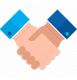 Conversion optimization icon showing two hands shaking, representing successful business partnerships and conversions.